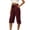 Wine, variant on Qiopertar Women's Drawstring Elastic Waist Pants with Pockets Casual Capris Lounge Pants Cuffed Ankle Pajama Bottoms for Home Sleepwear Travel, White M
