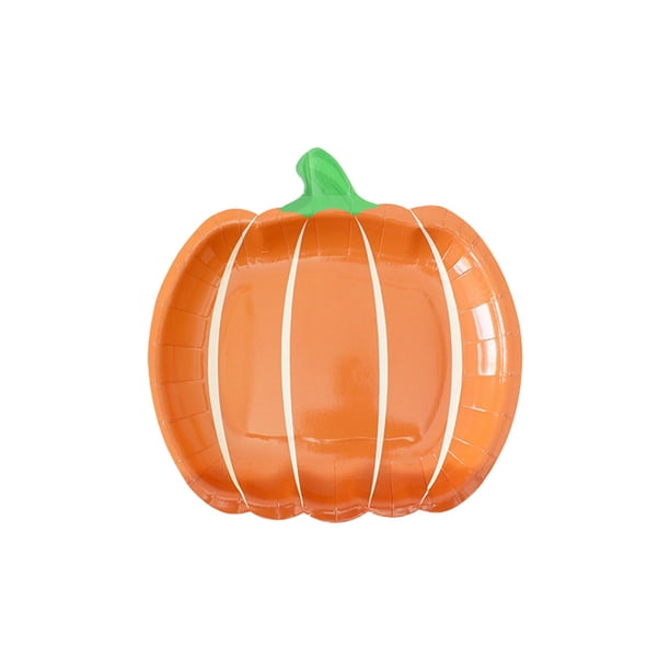 Placas de Papel de Halloween Taza de Papel de Plato de Calabaza,Conjunto Desechable de Vajillas de Oro Caliente para Decoraciones de Fiesta,Placas de Papel de Oro