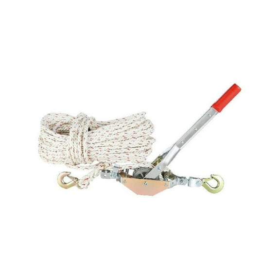 0.75Ton Rope Puller Come Along Winch With 2 Hook Heavy Duty Ratchet Power Puller Tool For Moving Boats Transporting Logs