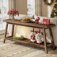 thumbnail image 3 of Tribesigns 70.86-Inch 2-Tier Console Table: Farmhouse Entryway Table, Narrow Sofa Table Behind Couch, Rustic Brown, 3 of 8