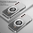 thumbnail image 5 of Compatible with Samsung Galaxy S21 Case Glitter with Magnetic Stand Pink,Phone Samsung S21 Case Silicone Transparent Support Wireless Charging Shockproof Luxury Protective Cover (Silver), 5 of 7