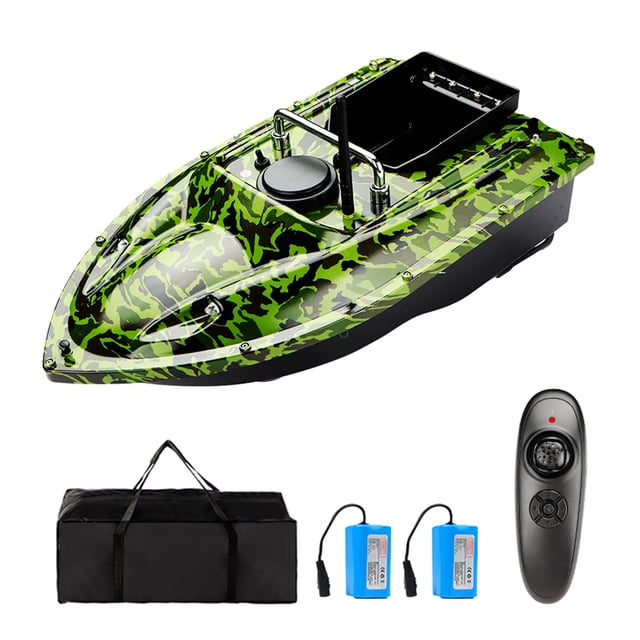 Barco de control remoto Barco de cebo con Control remoto para pescar, Motor doble de 500 metros de alcance con luz nocturna, 2 piezas, paquete de bolsa de almacenamiento de batería de 5200mah Eccomum Barco de control remoto