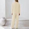 thumbnail image 4 of Womens 2 Piece Outfits Long Sleeve Crewneck Lounge Sets Wide Leg Pants Woman Tracksuits Loose Fit Fall Clothes Beige M, 4 of 5