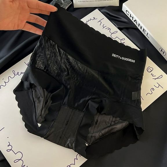 Delliss Seamless High Waisted Underwear for Women Lace Underpant No Show Bikini Panties