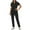 Black [Mix & Save More] [New Arrivals], variant on Caregiver Nursing Uniform Set with Pockets, Short Sleeve V-Neck Blouse And Loose Drawstring Pants, Solid Color Scrubs for Women, Healthcare Workwear, Medical Assistant Gifts