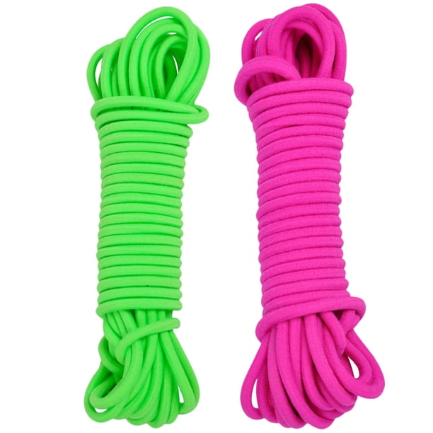 cuerdas de saltar para niños, juguetes para estudiantes, bandas elásticas para saltar, juguetes para exteriores, para la escuela (5 metros, verde y rosa)