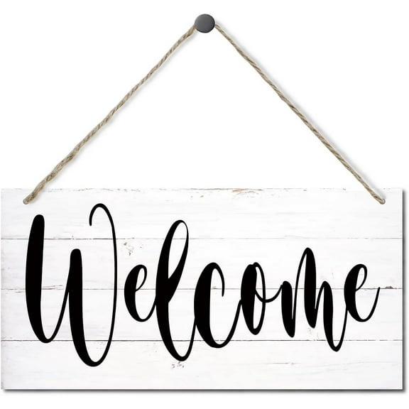 10x5 inch wood plaque - Welcome Decor Sign, Hanging Wood Sign Home Decorative, Printed Wood Wall Art Sign, Indoor or Outdoor Welcome Sign, Rustic Front Door Decor, Farmhouse Porch Decor, Home