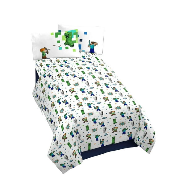 Minecraft Kids' 4-Piece Full Sheet Set, Full (Double)