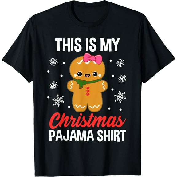 Funny Christmas Gingerbread Man Pajama Pj Outfit Girl Women T-Shirt
