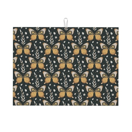 

Dish Drying Mats for Kitchen Counter - Flower Butterfly 18x24in Dish Drying Pad Coffee Mat with Hanging Loop Super Absorbent Kitchen Counter Mat Coffee Bar Accessories