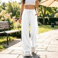 thumbnail image 5 of Nfurl Wide Leg Sweatpants for Women Trendy Tie Bottom Casual Baggy Sweatpant with Pockets Elastic Waist Work Going Out Workout Lounge Pants White,L, 5 of 5