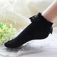 thumbnail image 5 of TANGNADE Ankle Socks for Women 1 Pair Lace Ruffle Frilly Comfortable Cute Cotton Ladies Girl Socks Black, 5 of 7