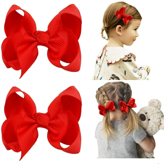 Hair Bows for Girls Alligator Clips Grosgrain Ribbon Solid Color Hair Accessories for Little Teen Toddler Girls Kids (8inch-White)