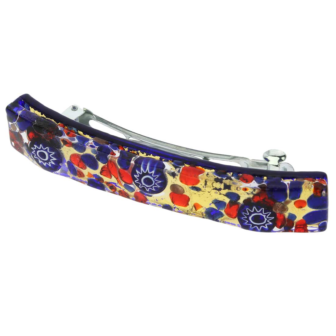GlassOfVenice Murano Glass Venetian Reflections Hair Clip - Blue Red