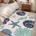 thumbnail image 5 of Summer Marine Life Washable Area Rug 4 x 6 ft Graffiti Corals Shell Conch Sea Blue Starfish Linen, Soft Non Slip Rugs Stain Repellent Indoor Felt Carpet for Living Dining Room Bedroom Home Office, 5 of 9