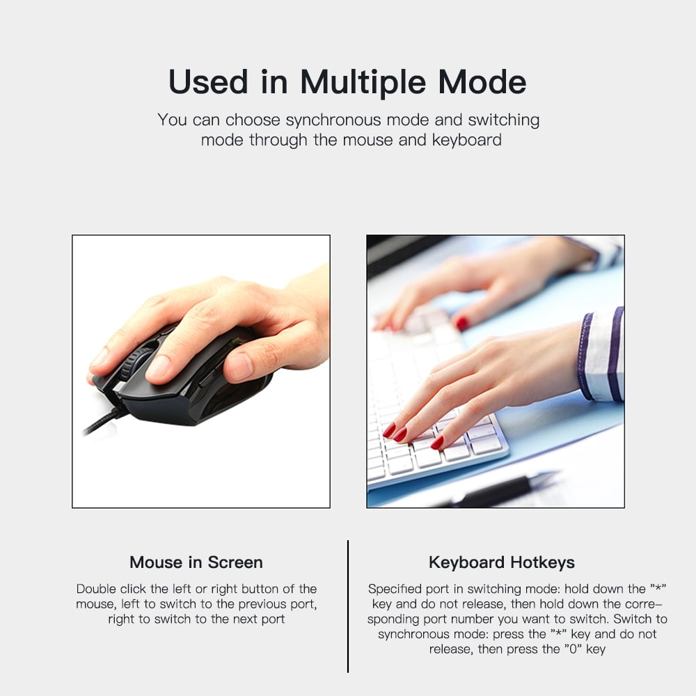 AIMOS 8 Ports USB Synchronizer USB Keyboard Synchronization Controller KVM Switcher Metal Shell and Play Black