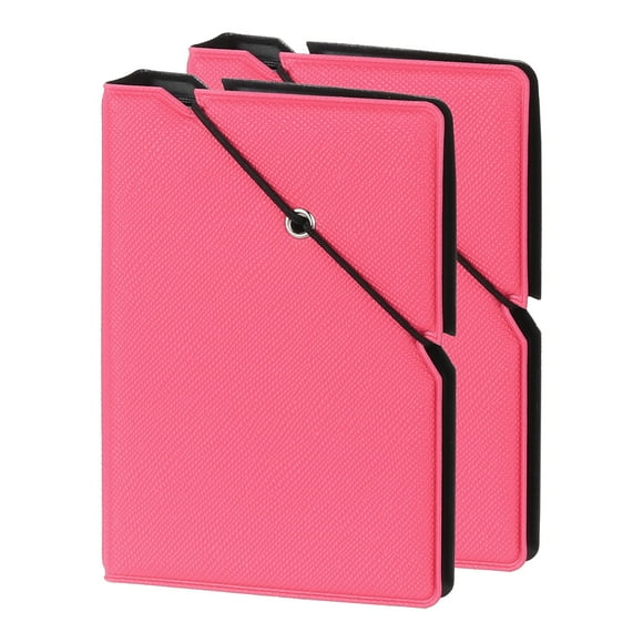 Álbum de Fotos Mini Uxcell 28 Bolsillos 2 x 3 Libro de Álbum de Cuero con Cierre de Banda de Goma para Cámara Instantánea Fujifilm Mini, (Rojo Rosa), 2 Pcs