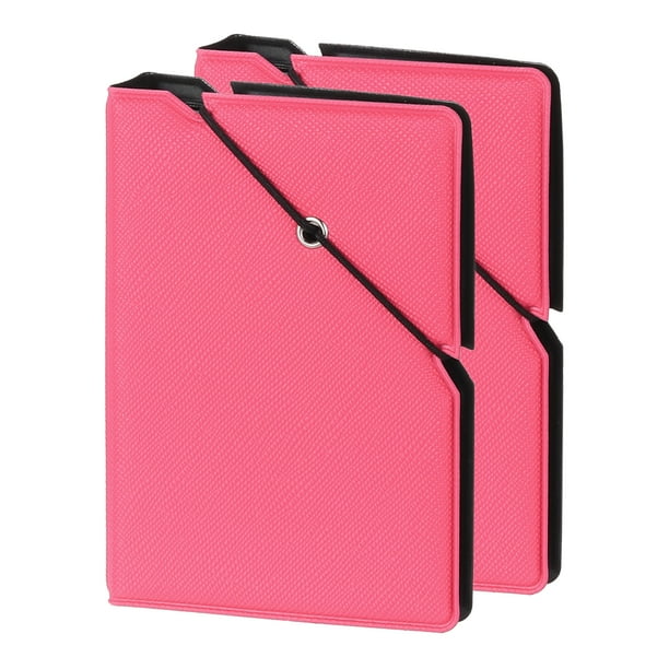 Álbum de Fotos Mini Uxcell 28 Bolsillos 2 x 3 Libro de Álbum de Cuero con Cierre de Banda de Goma para Cámara Instantánea Fujifilm Mini, (Rojo Rosa), 2 Pcs