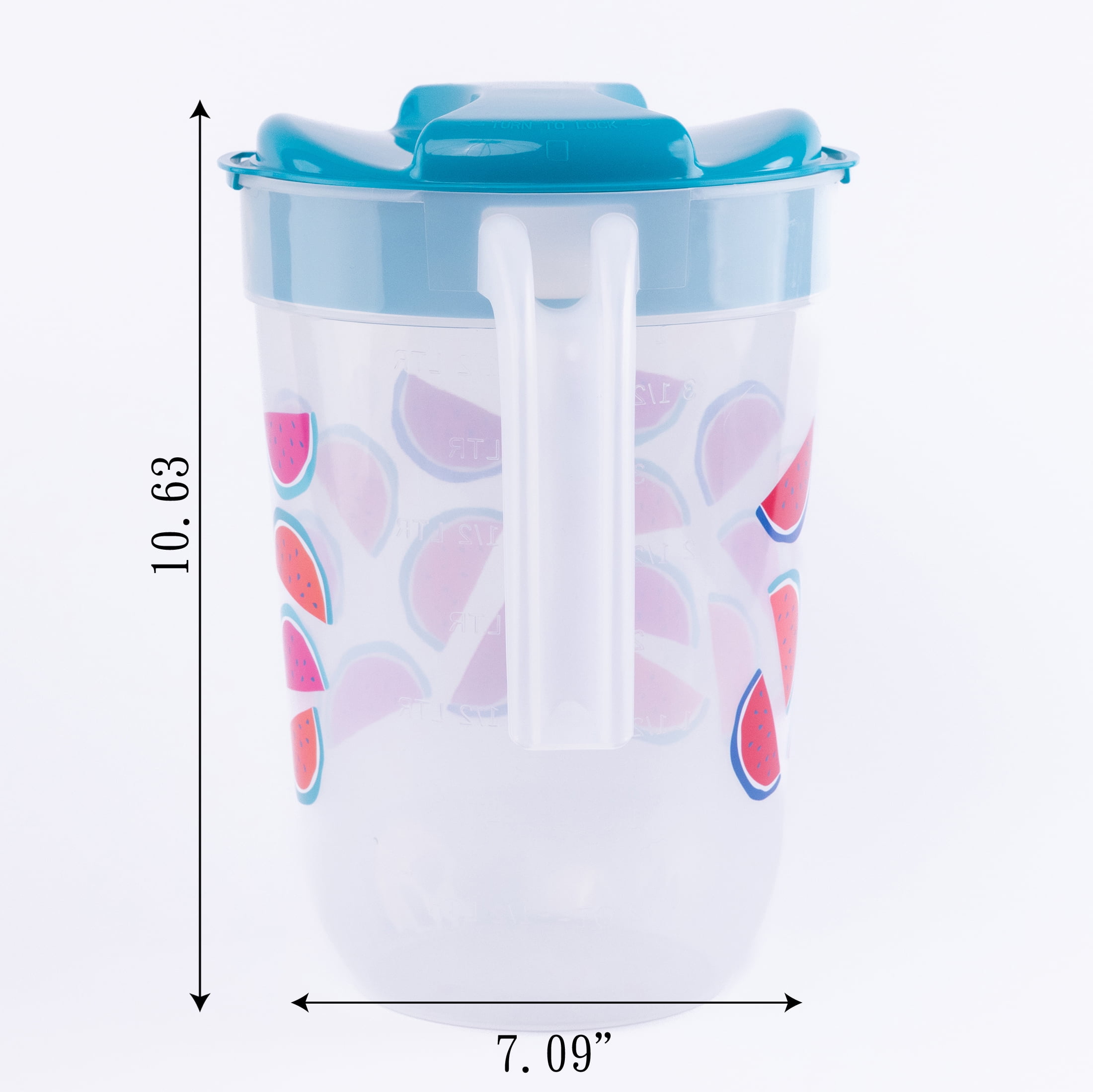 Mainstays Plastic 1 Gallon Pitcher with Green Color Lid – Watermelon