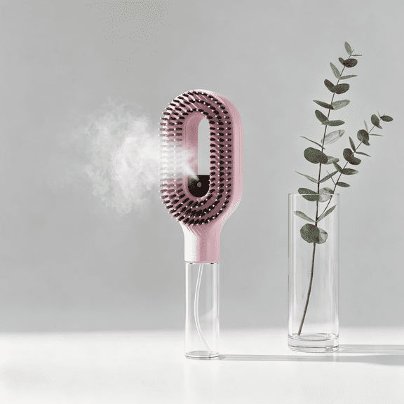 2-in-1 Detangler Hair Brush, With Built-In Mister Spray, Wet & Dry Detangling Brush for Curly, Wavy & Straight Hair | No-Tangle Anti-Frizz Hair Care Brush,Water Reservoir 50ml. (Pink