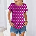 thumbnail image 3 of Dweltoz Satin Blouse for Women Short Sleeve Crew Neck Shirts Loose Satin Tunic Tops Summer Polka Dot Print Casual Business Clothes 2026,Hot Pink M, 3 of 6