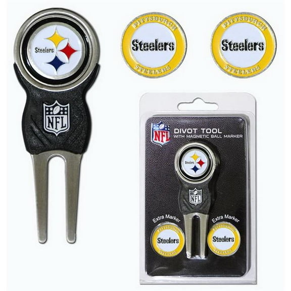 Team Golf NFL PITTSBURGH STEELERS Divot Tool Pack With 3 Golf Ball Markers