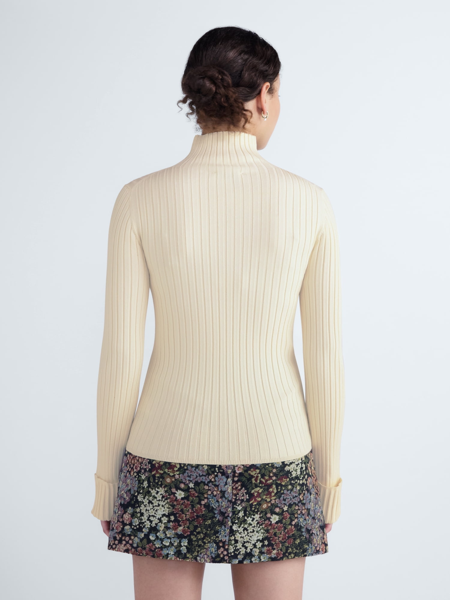 Free Assembly Women's Ribbed Mock Neck Sweater, Midweight, Sizes XXS-XXL