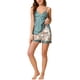 thumbnail image 2 of Conjuntos de pijamas de satén para mujer INSPIRE CHIC de 4 piezas, camisetas, pantalones cortos, bata de noche y ropa de estar en casa, S azul, 2 of 6