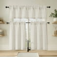 thumbnail image 4 of OVZME Judy Natural Valance for Farmhouse Kitchen, Thick Textured Light Filtering Short Curtain with Dual Rod Pocket for Bathroom Basement,1 Panel 60 x 18 Inches, 4 of 7
