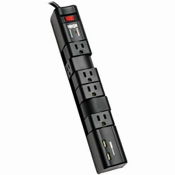 Tripp Lite  Protect It Surge Protector with 6 Rotatable Outlets 8 ft. Cord 2xUSB Charging Ports