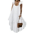 thumbnail image 1 of Summer Women Plus Size Dress Casual Long Maxi Sundress Polka Dot Loose Oversized Beach Swing Dresses Bohemian Ruffled Strappy Dress, 1 of 6