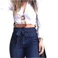 thumbnail image 3 of Womens Denim Pants High Waist Boot Cut Trousers Skinny Bell Bottom Mom Jeans Blue XXL, 3 of 8