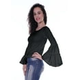 thumbnail image 6 of Moomaya Womens Long Bell Sleeves Tshirt Top Round Neck Plain Casual Fit Summer Tee Tops, 6 of 7