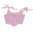 thumbnail image 7 of asdoklhq 2026 Summer Fall Womens Tops under $5 Women Casual Sexy Eyelet Lace-up Floral Print Fishbone Court Vintage Corset Straps Tank Top Shapewear Pink XXXL, 7 of 7
