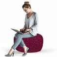 thumbnail image 2 of Star Pouf Cover with Zipper, Space Inspired Simplistic Pattern of Colorful Stars and Dots View, Soft Decorative Fabric Unstuffed Case, 30" W X 17.3" L, Dark Magenta and Multicolor, by Ambesonne, 2 of 5