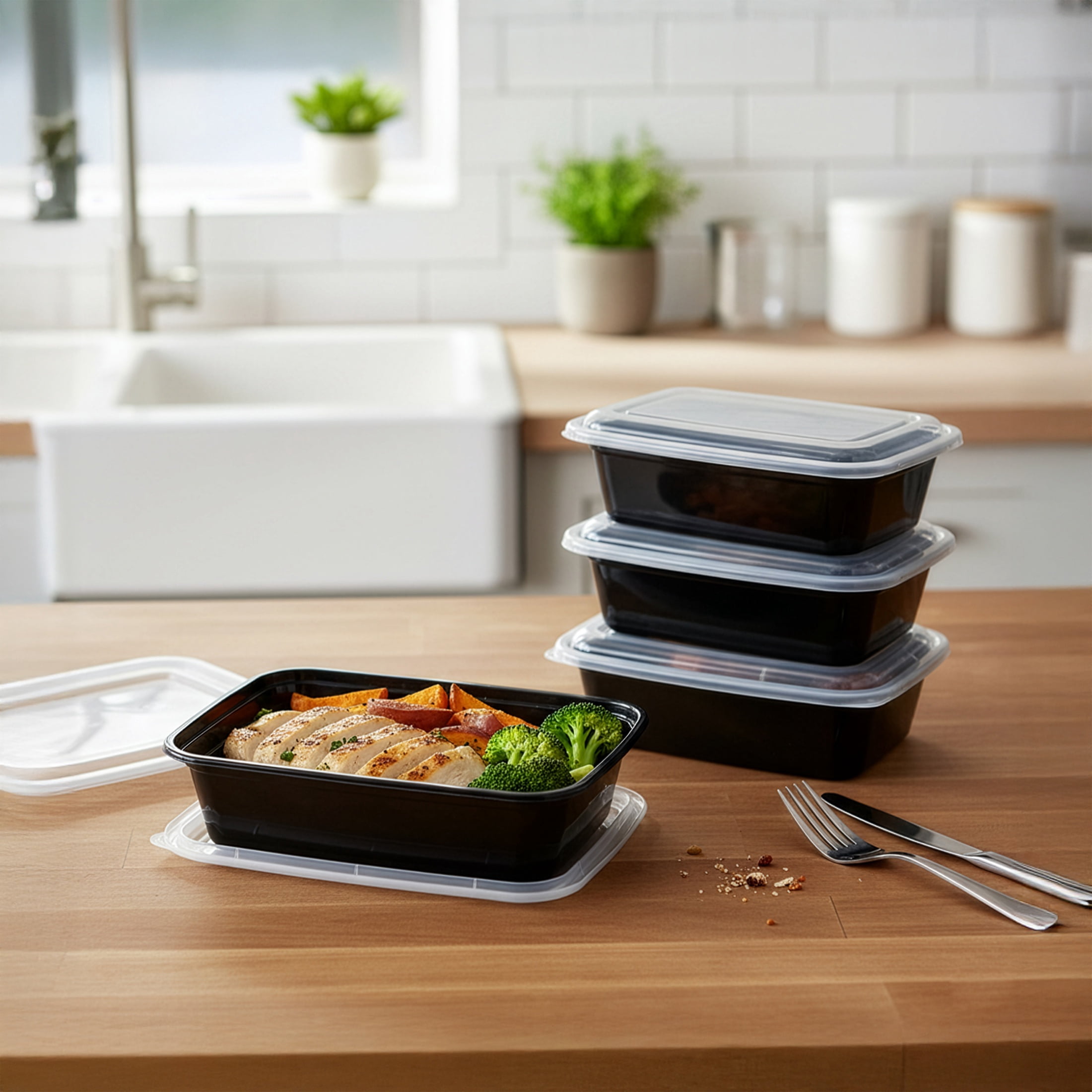 (2 pack) Mainstays 10 piece (5 Containers + 5 Lids) 3-Cup Snack Meal Prep, BPA-Free, Microwave & Dishwasher Safe
