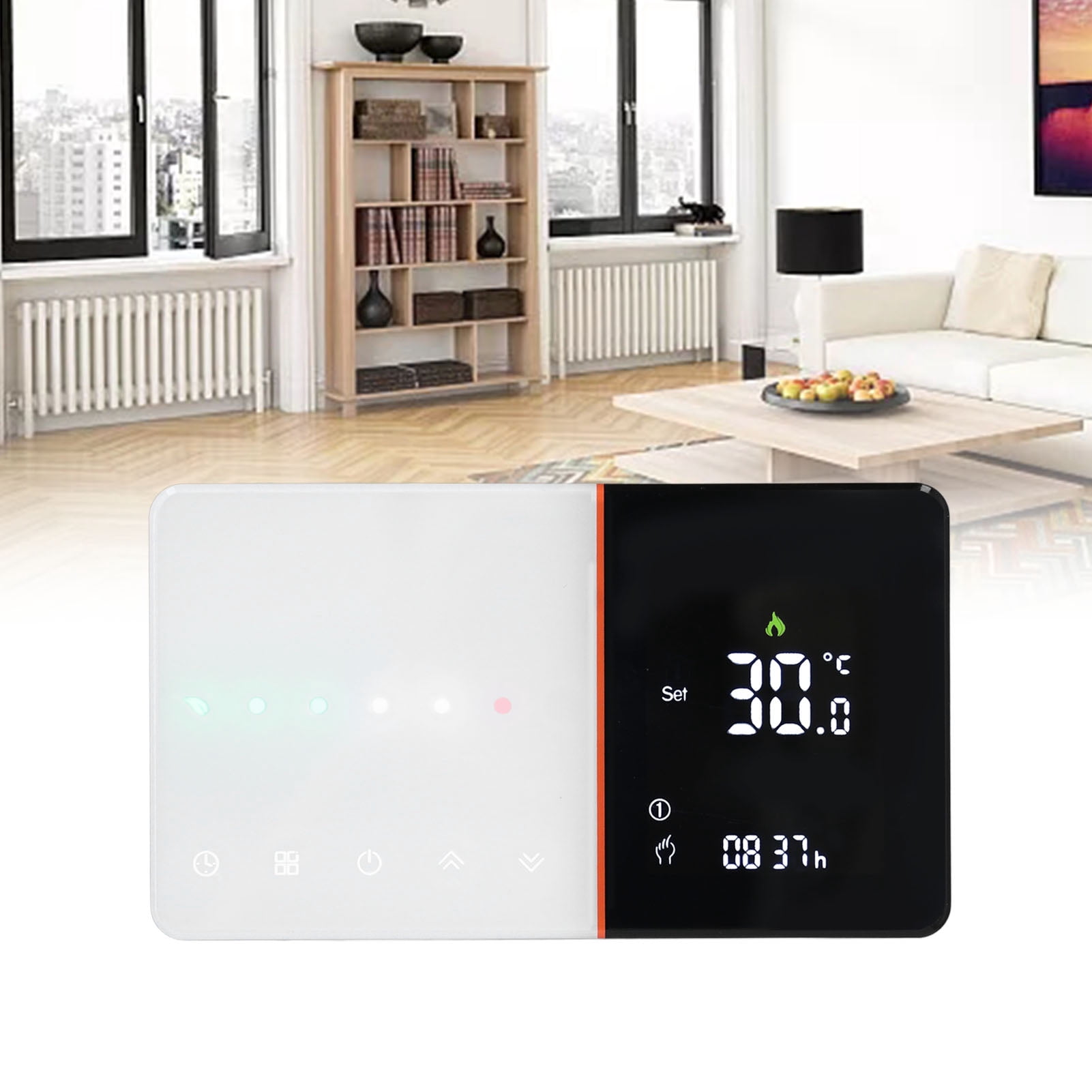 Digital Thermostat, Electric Thermostat Ultra Thin Embedded Panel 3 Sensor Modes Programmable Wifi  for Heating Water