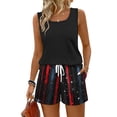 thumbnail image 2 of Iaqnaocc Two Piece Sets for Women 4th Of July Outfits for Women Flag Square Neck Sleeveless Womens Tops and Shorts Summer American Flag Stars Matching Sets Women Clothing Black L, 2 of 6