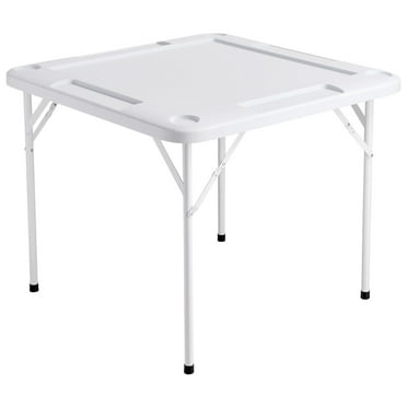 35-Inch Foldable Mahjong and Game Table for 4 - White Scratch Resistant Surface with 4 Cup Holders, Chip Tray, and Game Room