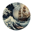 thumbnail image 4 of Orinice Moon Wave Ship Round Table Cover Stain Resistant Washable Indoor Outdoor Tablecloth Kitchen Dining Wedding Parties 100% Polyester Fiber 38-42, 4 of 8