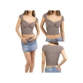 thumbnail image 4 of ZAXARRA Womenacute;s Knit Cop Tops, Short Sleeve Sweetheart Neck Solid Color Twist Front T-Shirts, 4 of 5