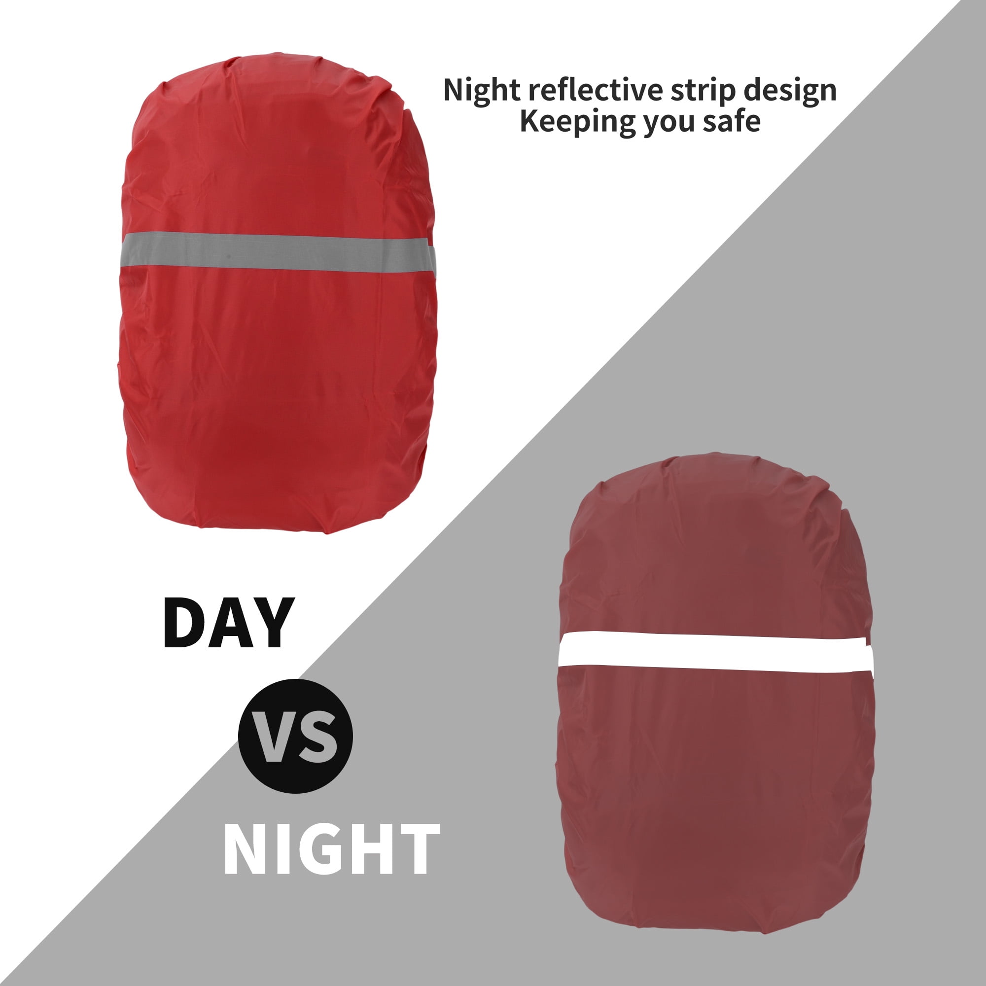 Unique Bargains Reflective Waterproof Backpack Rain Cover Red