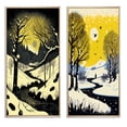 thumbnail image 2 of Designart "Winter Trees and Snowy Mountain River I" Landscape Forest Framed Wall Art Set Of 2 - Country Yellow Frame Gallery Set For Office Decor, 2 of 6