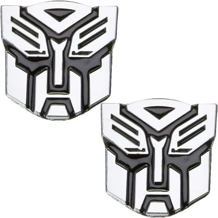 2 PCS in Set Transformers Emblem - 4" Tall for Car Autobot Sticker Pair Chrome Finish PVC Auto Emblems Transformers Autobot Car Accessories SILVER