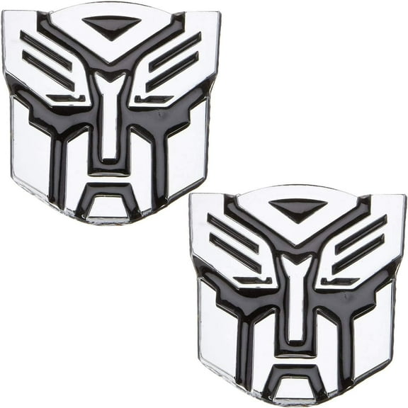 2 PCS in Set Transformers Emblem - 4" Tall for Car Autobot Sticker Pair Chrome Finish PVC Auto Emblems Transformers Autobot Car Accessories SILVER