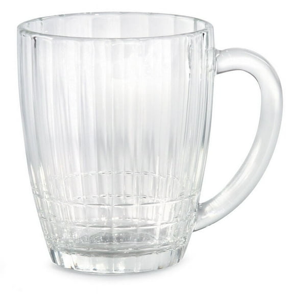 STP GOODS Faceted Glass Beer Mug 17 fl oz (500 ml) Beer Glass with Handle Glass Mug Bar Glass, Clear
