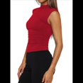 thumbnail image 3 of Camisetas Básicas Sin Mangas para Salir de Mujer, Cuello Alto, Ropa de , Camisetas Lindas Sin Mangas, Conjuntos de Verano Y2K. Rojo M, 3 of 9