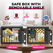 BESAFETY 1.5 Cuft Home Security Safe Box with Digital Keypad, Adjustable Shelf, Fireproof & Waterproof Bag