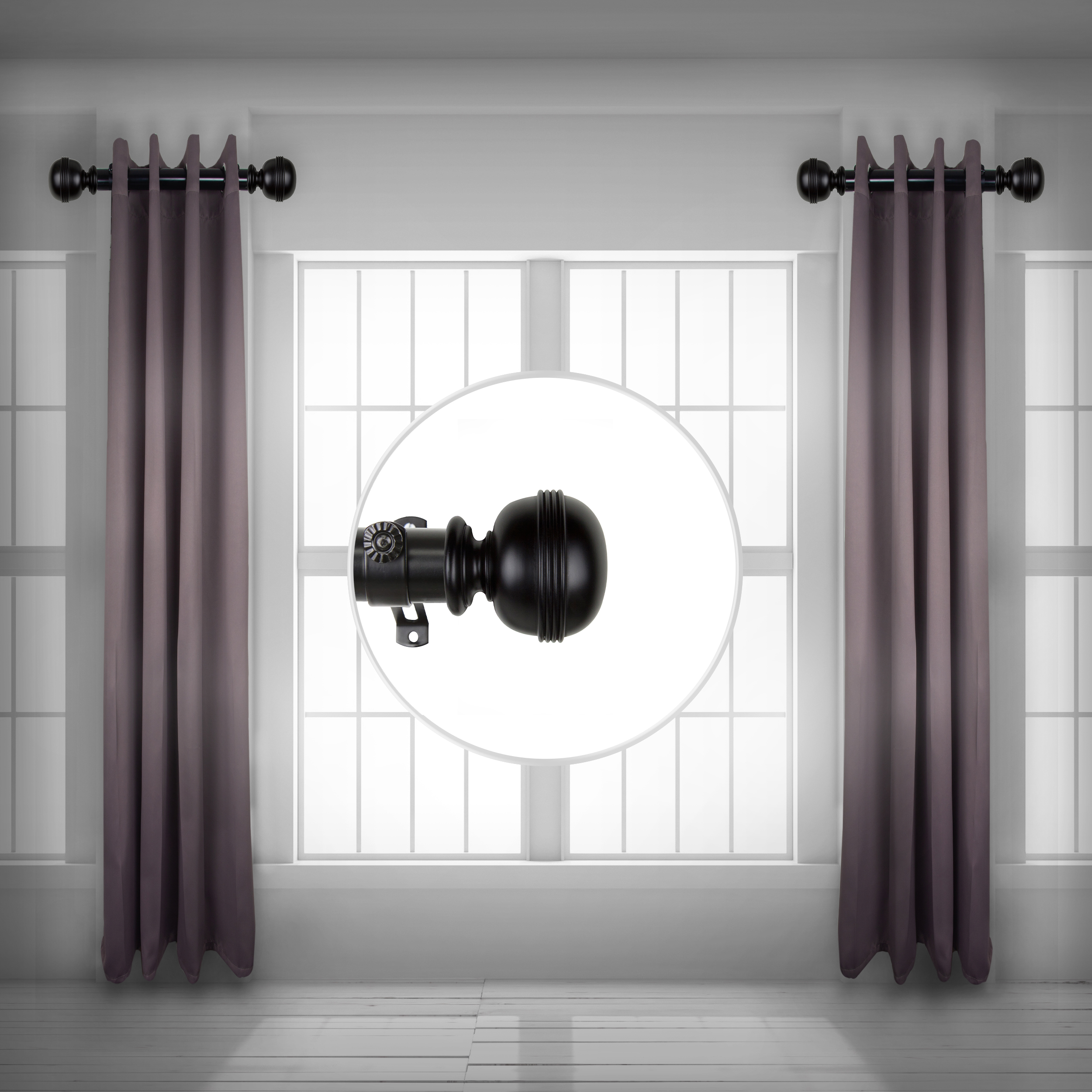 Jax 1.5" Side Curtain Rod 24 inch Long (Set of 2) - Black