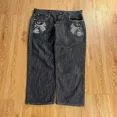thumbnail image 4 of Street Y2K-pantalones vaqueros rectos bordados para mujer, pantalón holgado informal de gran tamaño, de pierna ancha, estilo Hip Hop y Punk, Harajuku, novedad, 4 of 5